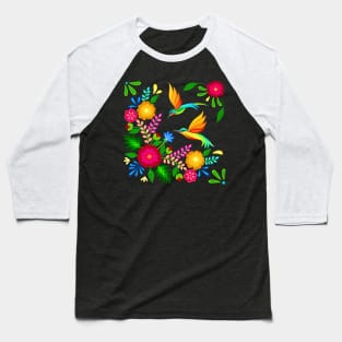 Mexican flowers and hummingbirds Baseball T-Shirt